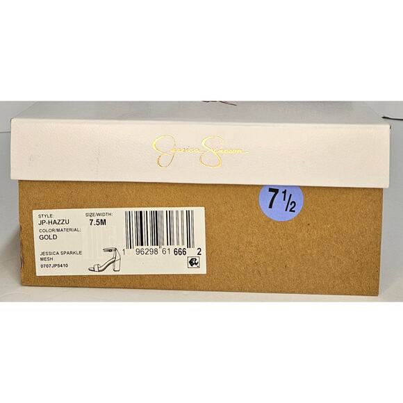 Jessica Simpson Sparkly Gold Hazzu Block Heeled Strappy Sandal Size 7.5M - Picture 7 of 10